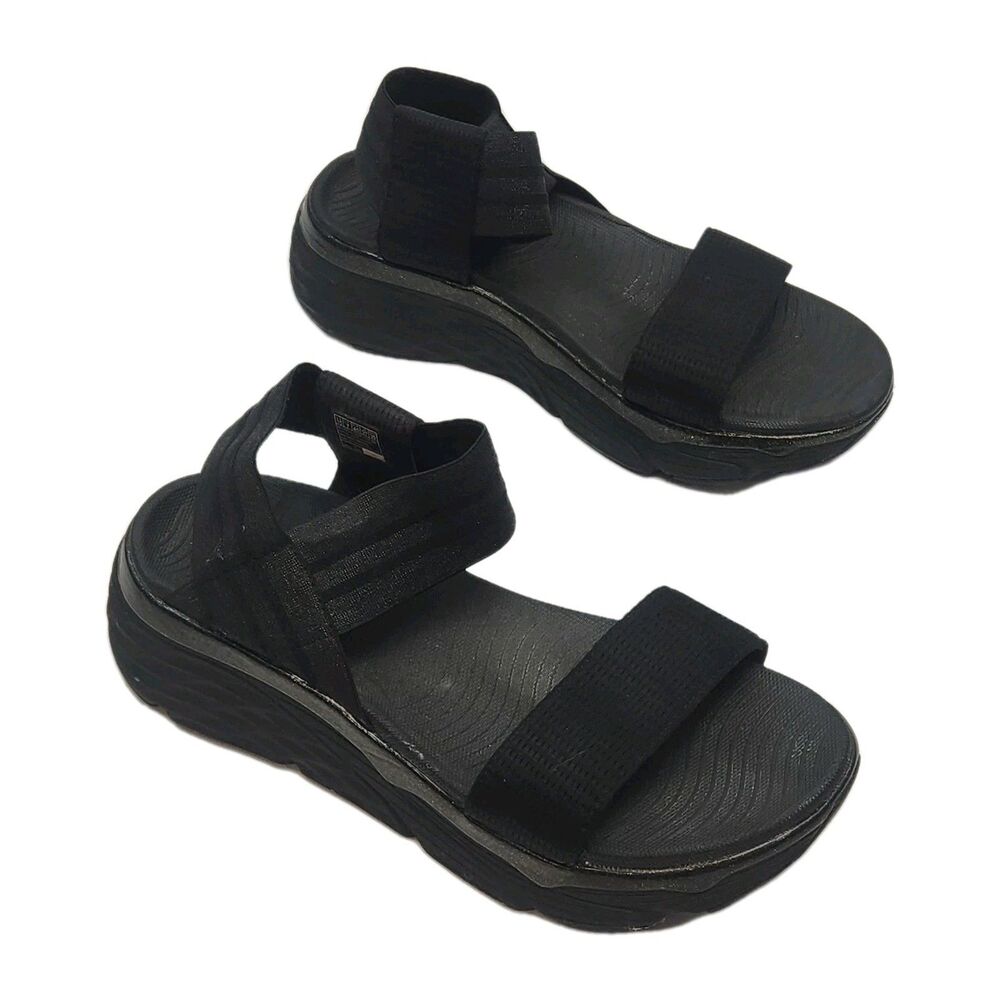 Skechers Sandal Shoe Goga Mat Ultra Go Black Women Sz 10 Platform Stretch 140215